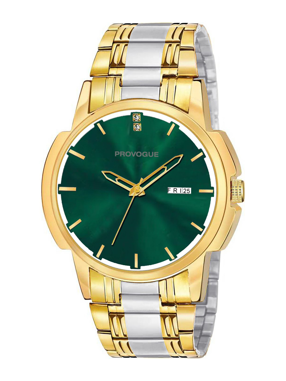 Provogue Men Stainless Steel Straps & Dial Analogue Watch SK-PG-4010-GRN-GLD
