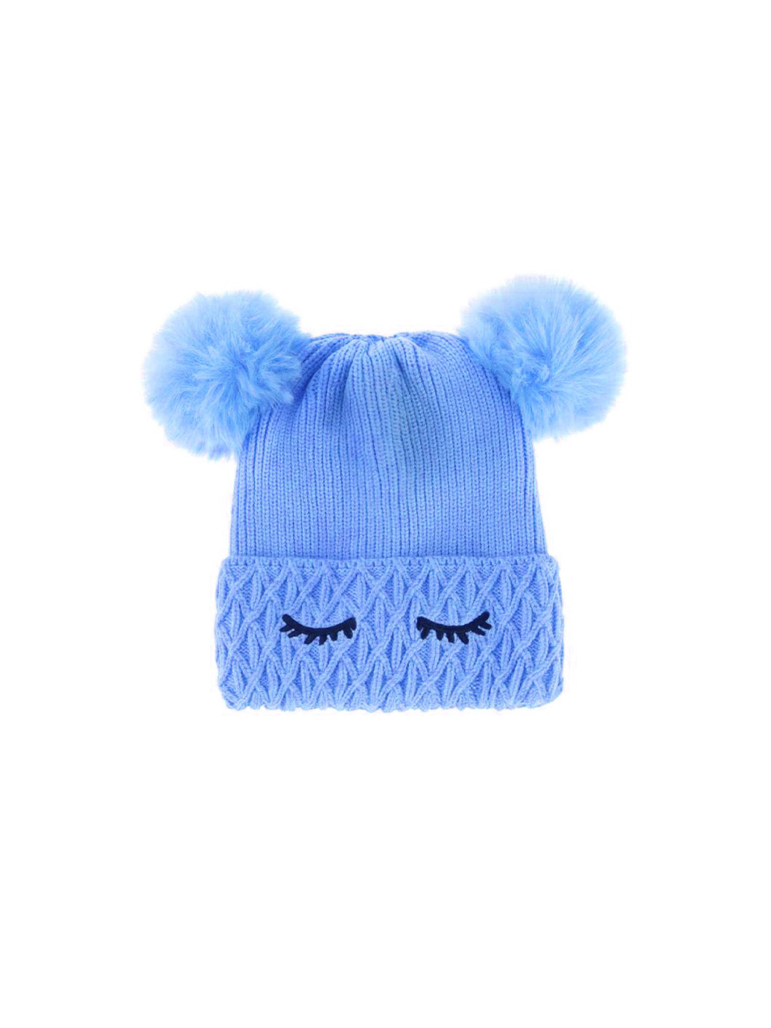 Infispace Kids Skull Cap with Warm Furry Layer and Pompom Ears