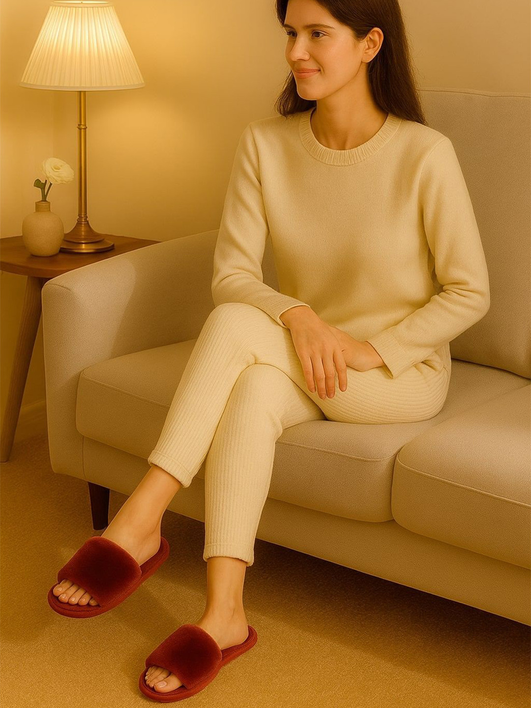 WOLVESDEN Cross Band Winter Fur Casual Sliders