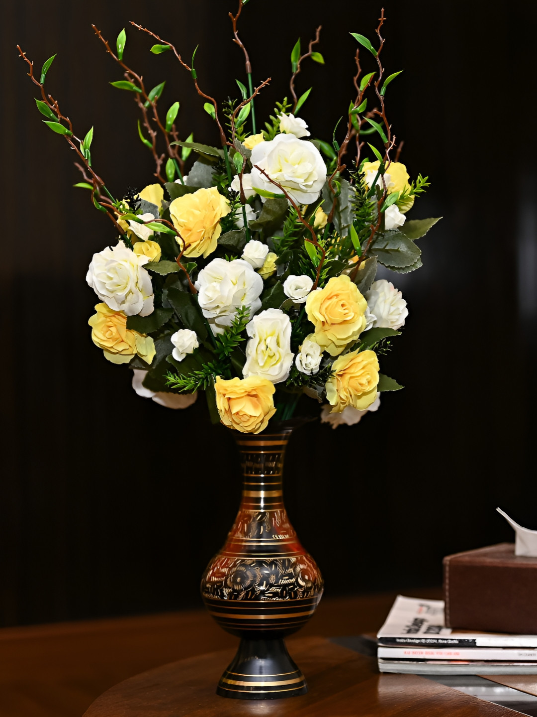 HINDCRAFT Yellow And White Artificial Flowers Bunch