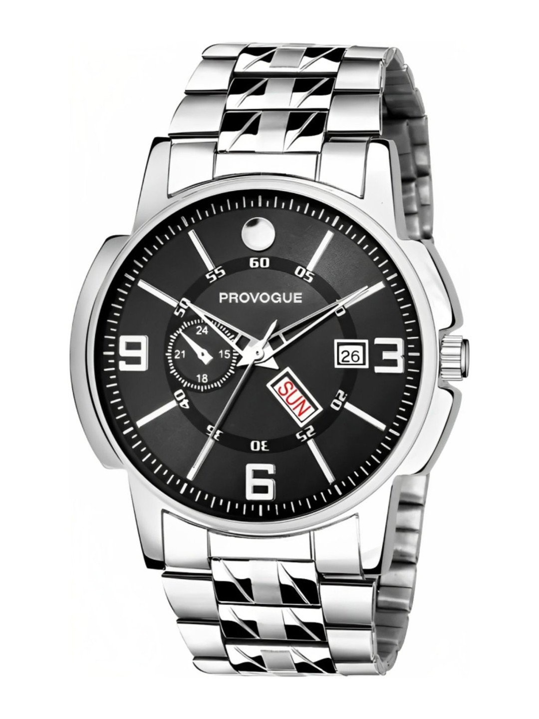 Provogue Men Dial & Straps Analogue Multi Function Watch SK-PG-4075-BLK-SLVR