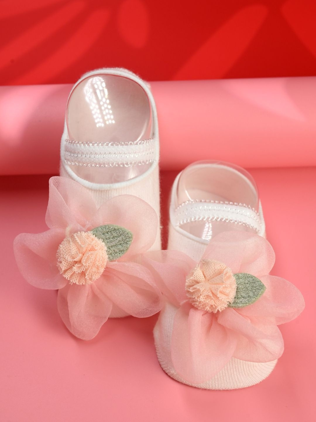 Yellow Bee Infant Girls Cotton 3D Flower Accent Ankle Length Socks