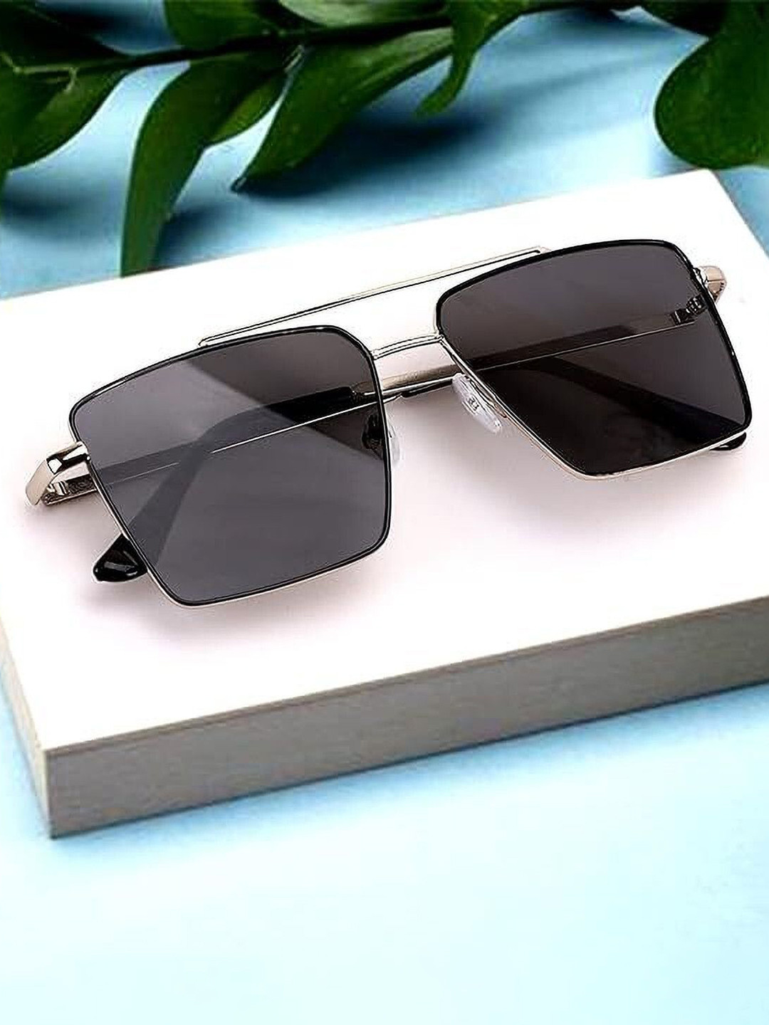 EYMEN I Unisex Black Lens & Gunmetal-Toned Square Sunglasses