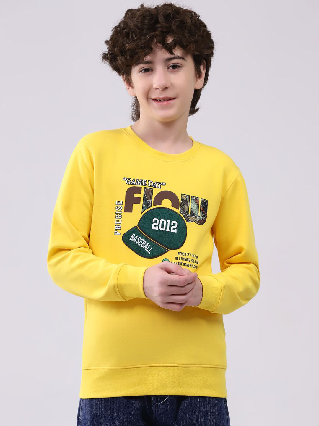 Monte Carlo Boys Graphic Printed Round Neck Long Sleeves Ribbed Hemline Sweatshirt