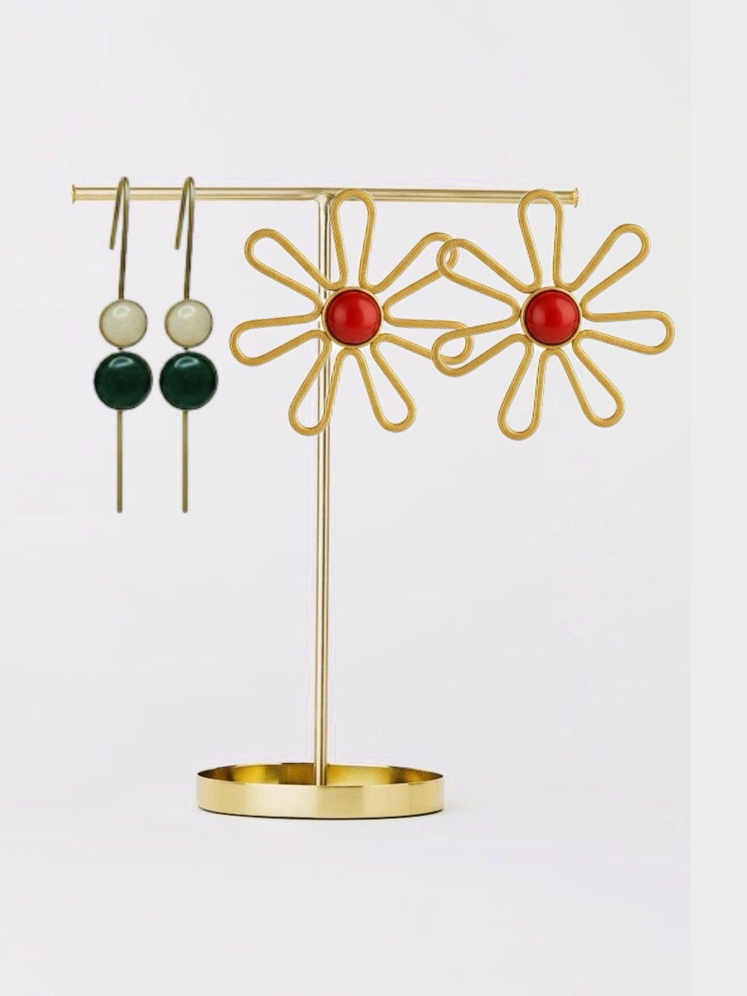 TAG 7 Set Of 2 Brass-Plated Artificial Stones Studded Circular Shaped Ear Cuff