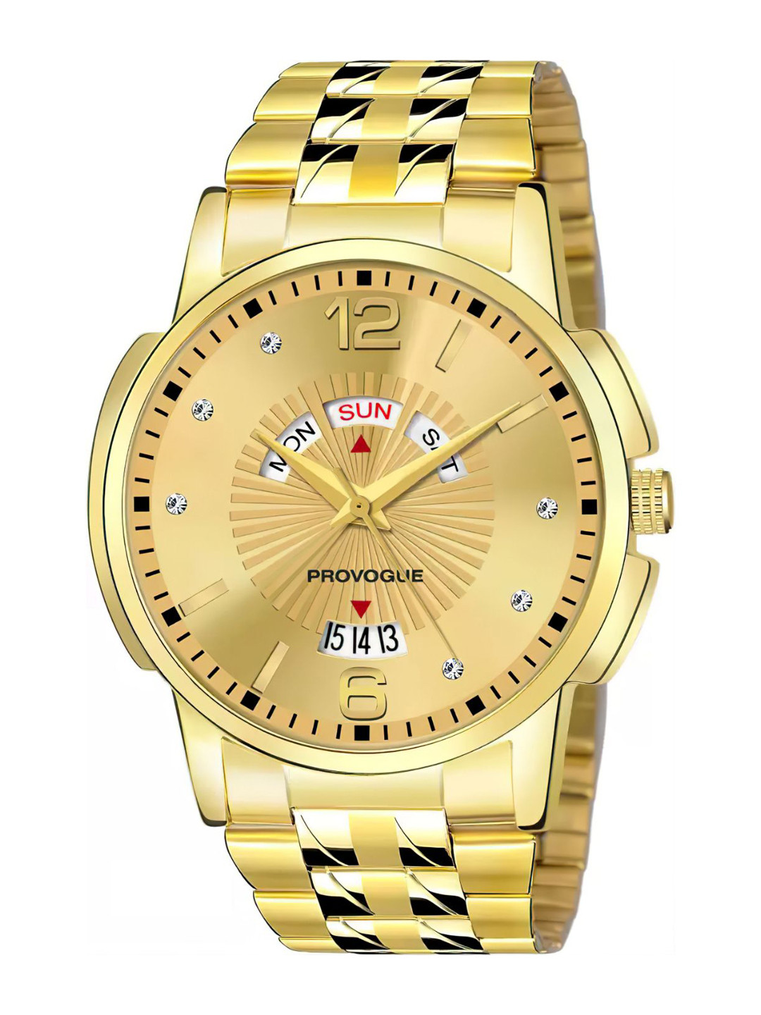 Provogue Men Stainless Steel Straps & Dial Analogue Watch SK-PG-4084-GLD-GLD