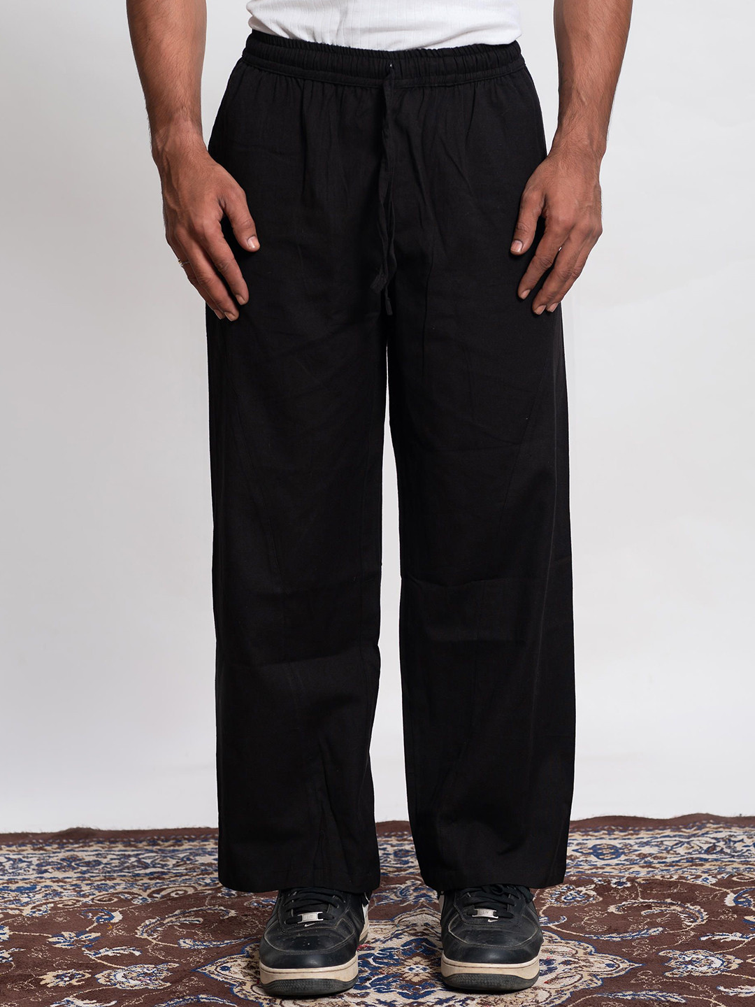 JAIPUR GLOBAL Men Mid-Rise Wide Leg Cotton Parallel Trousers
