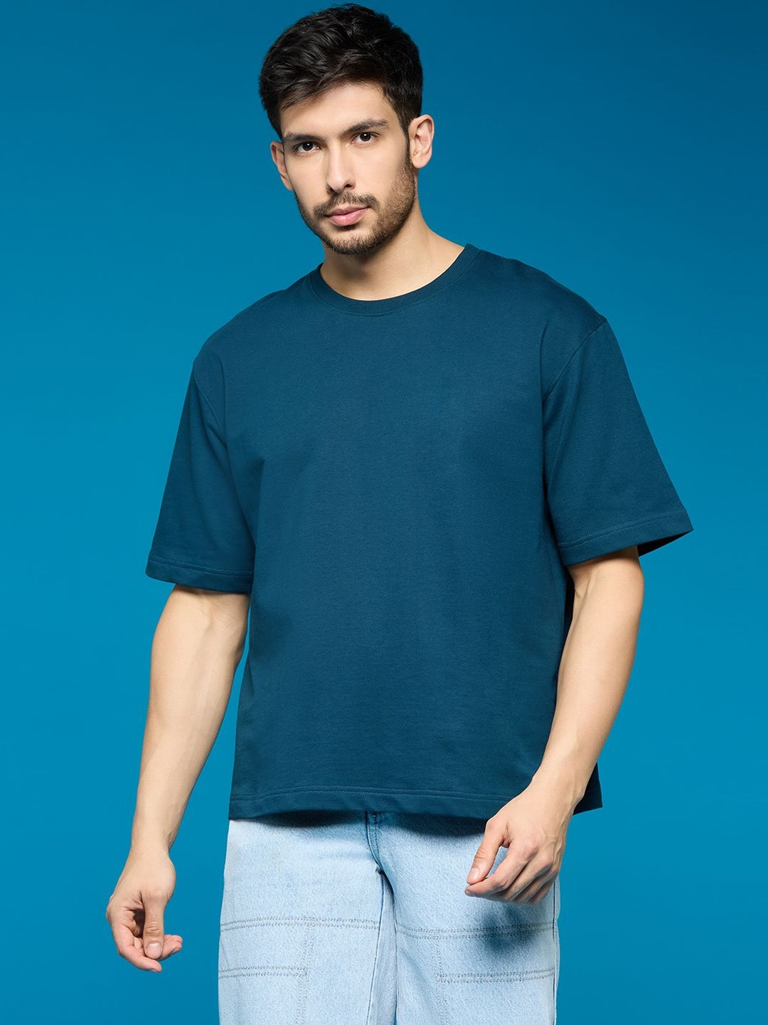 NEON CHILLIE Drop-Shoulder Sleeves Cotton Oversized T-shirt