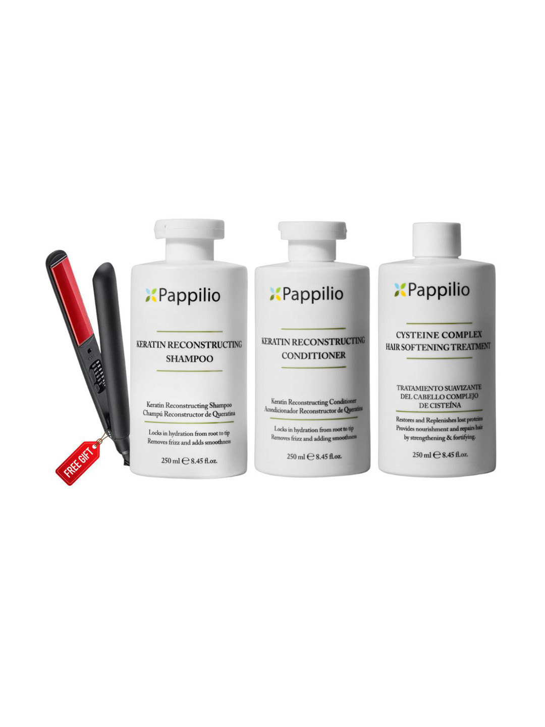 Pappilio Set Of 3 Keratin Shampoo, Conditioner & Treatment - 250 ml Each