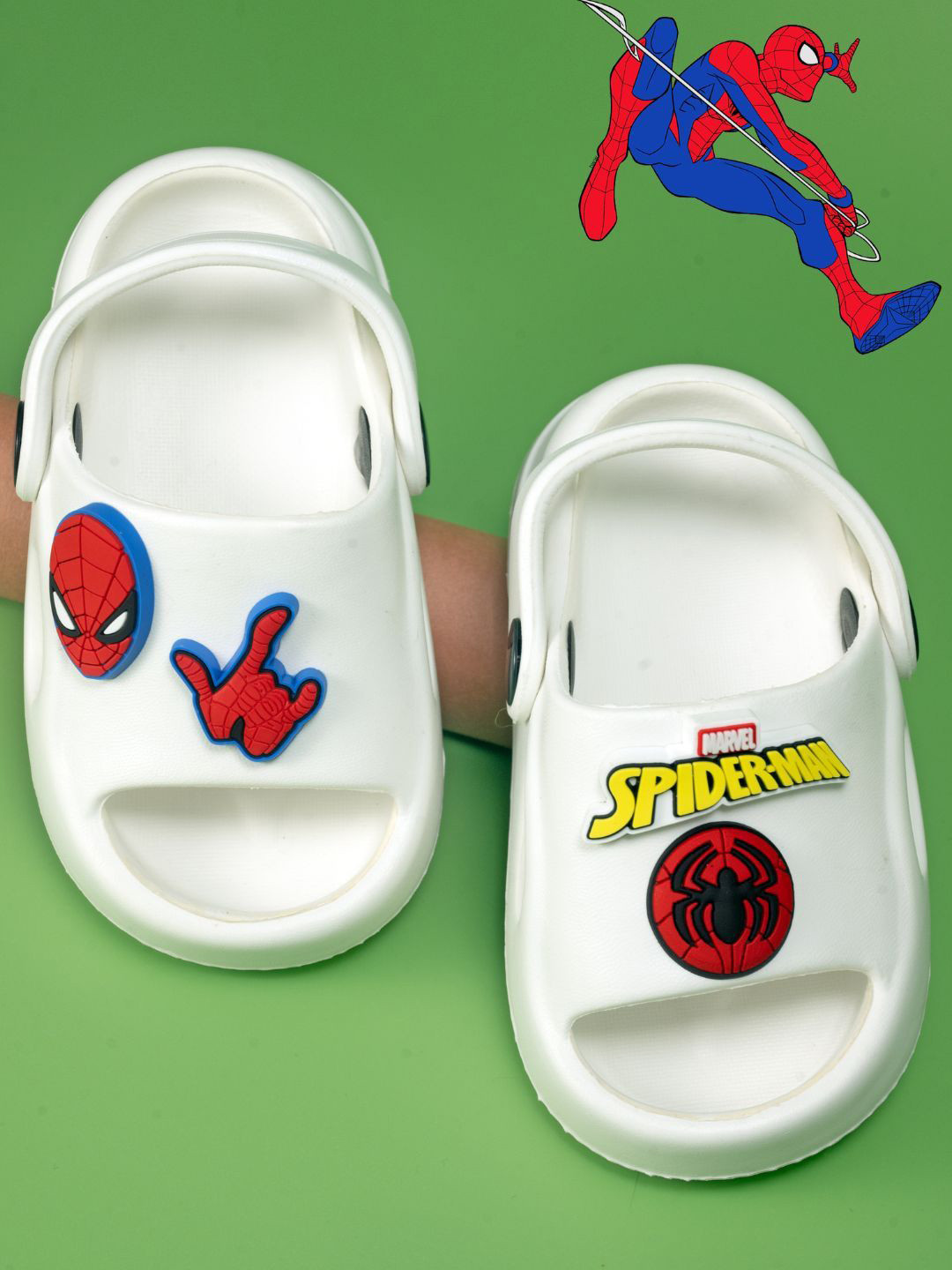 Yellow Bee Boys Self Design Marvel Superhero SpiderMan Rubber Clogs