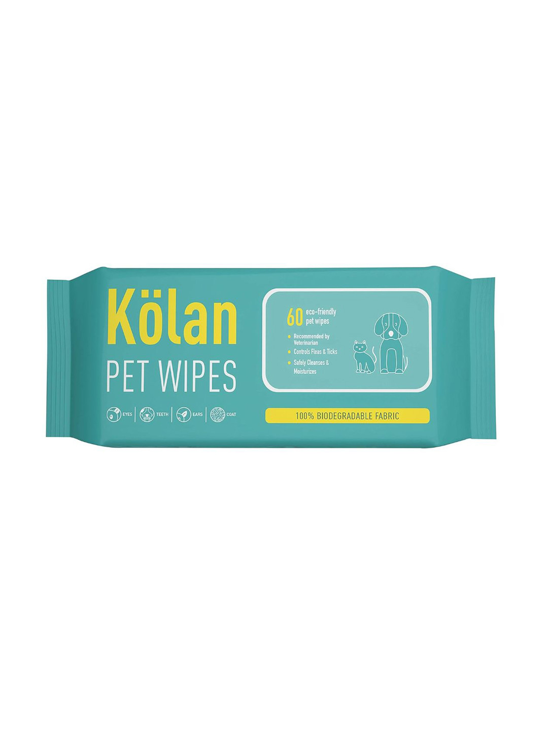 Kolan Set of 1 Dry Bathing and Daily Care Wet Wipes For Dogs and Cats (60 Wipes)