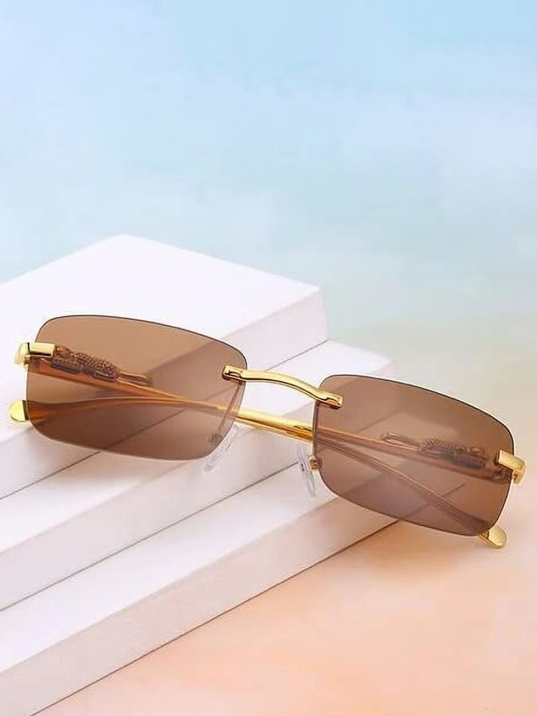 EYMEN I Women Polarised and UV Protected Lens Rectangle Sunglasses eym_ICartier Brown