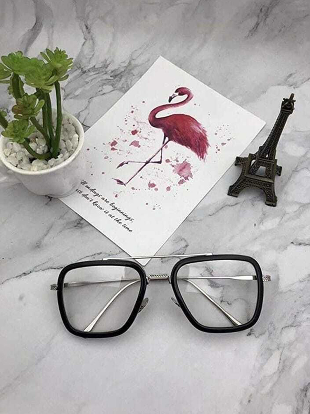 EYMEN I Unisex Square with Polarised & UV Protected Sunglasses eym_ITony Stark Clear 349