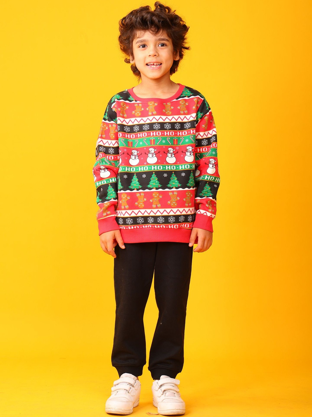 Anthrilo Boys Christmas Snowman Printed Long Sleeves Sweatshirt With Joggers