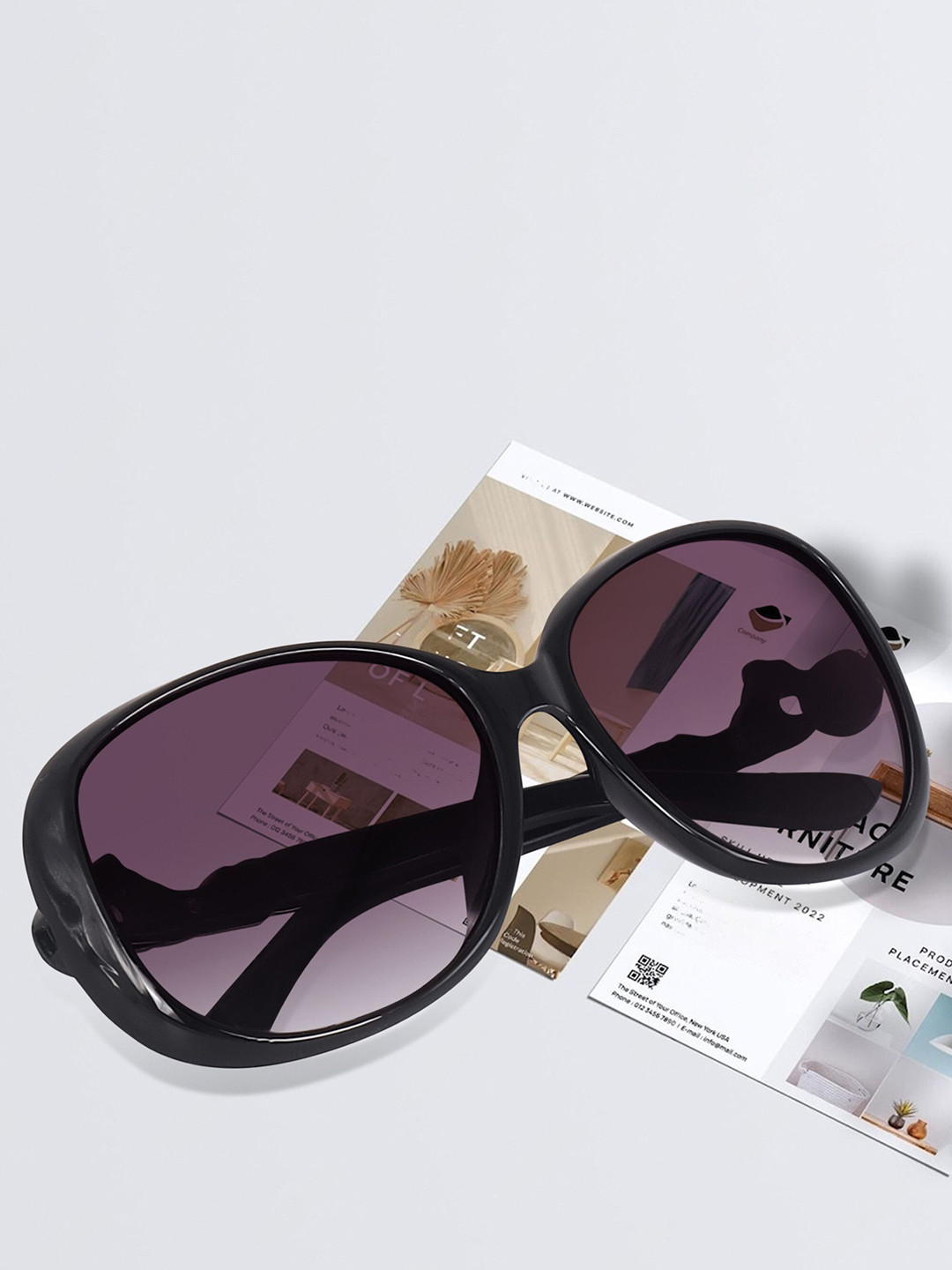 EYMEN I Women Polarised and UV Protected Lens Oversized Sunglasses eym_IBlack Cat@Jaguar