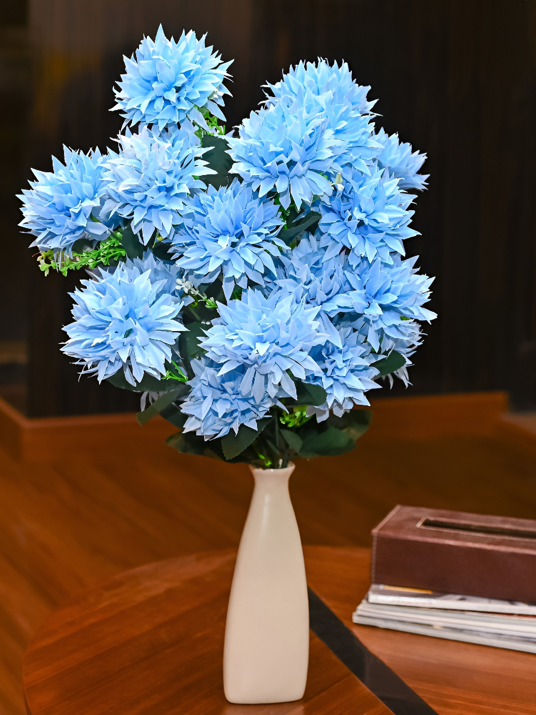 HINDCRAFT Blue Artificial Flowers Bunch