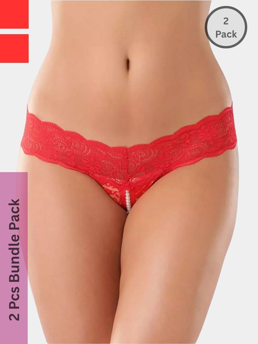 BE IN LOVE Women Pack Of 2 Lace Low-Rise Thongs Briefs