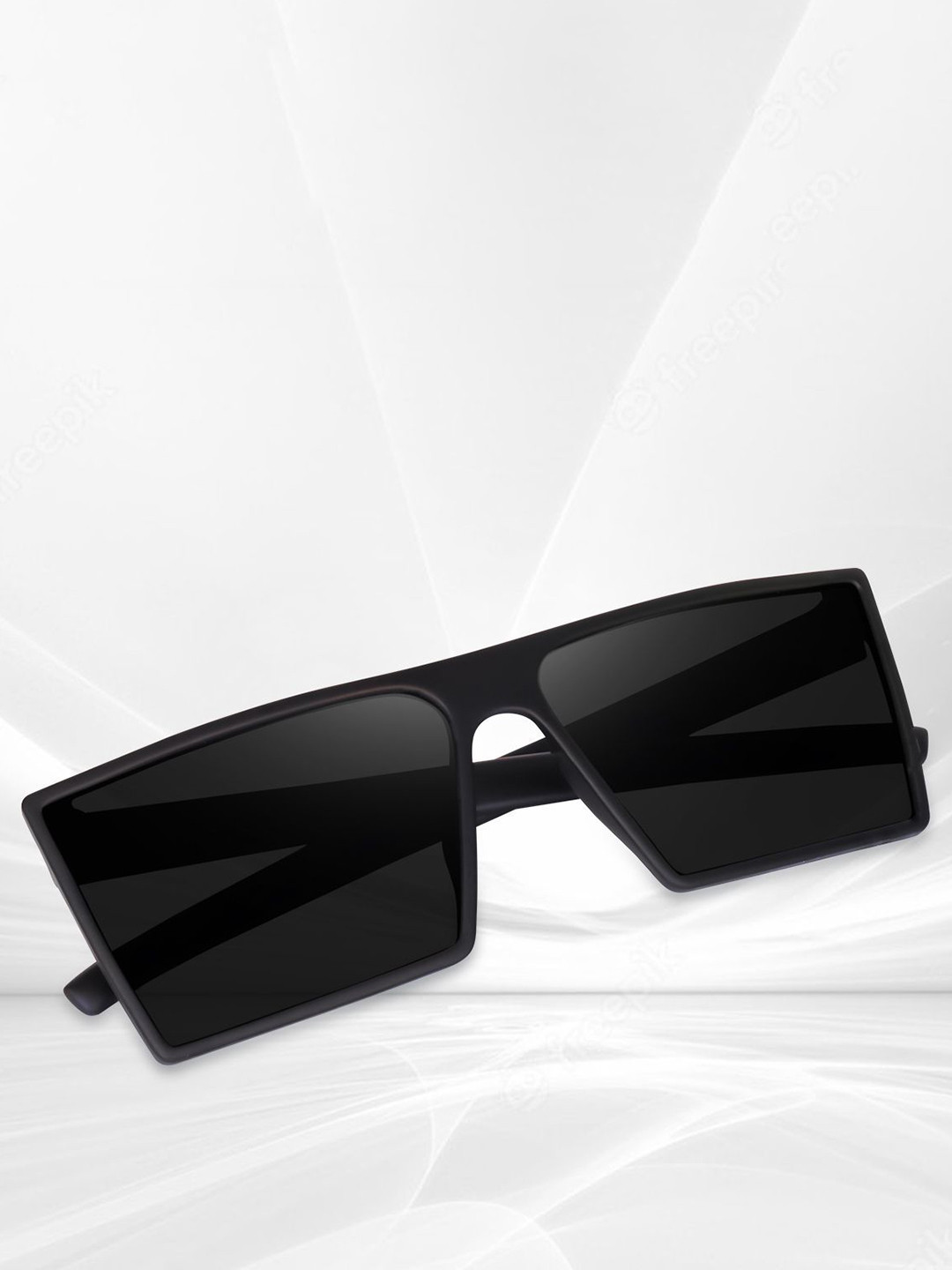 EYMEN I Unisex Polarised and UV Protected Lens Rectangle Sunglasses Guru Black @ Rubber