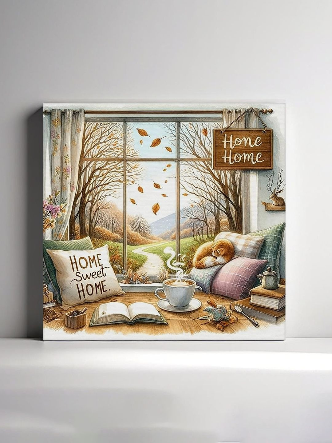 RANDOM White & Brown Scene Viewed From A Window Canvas Wall Art