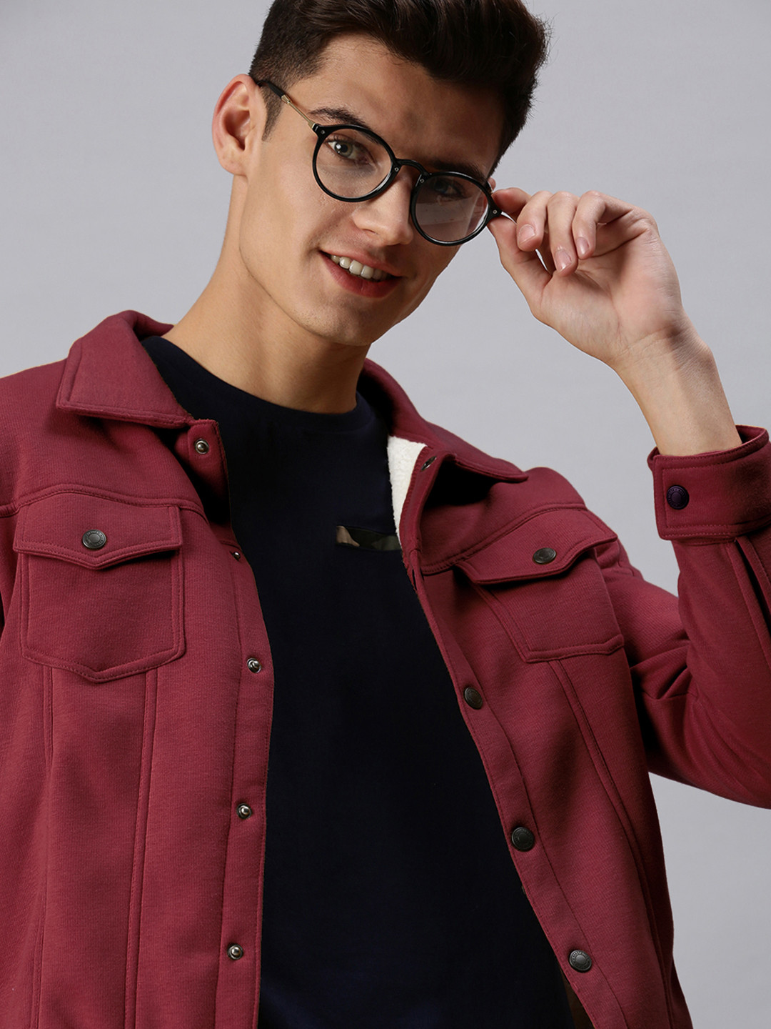 SHOWOFF Men Maroon Open Front Jacket