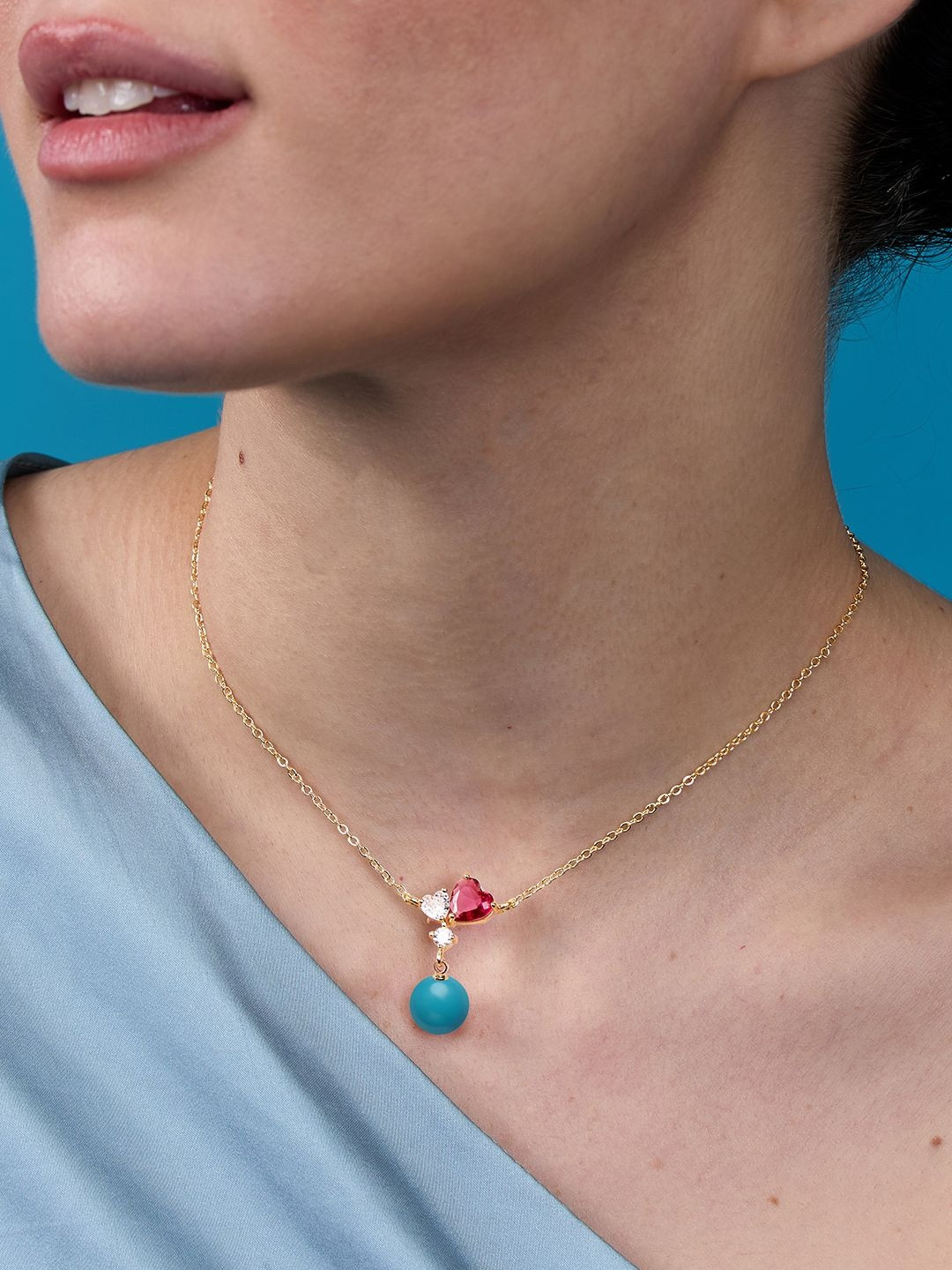 MINUTIAE Gold-Plated Pearls Beaded And Artificial Stones Studded Necklace