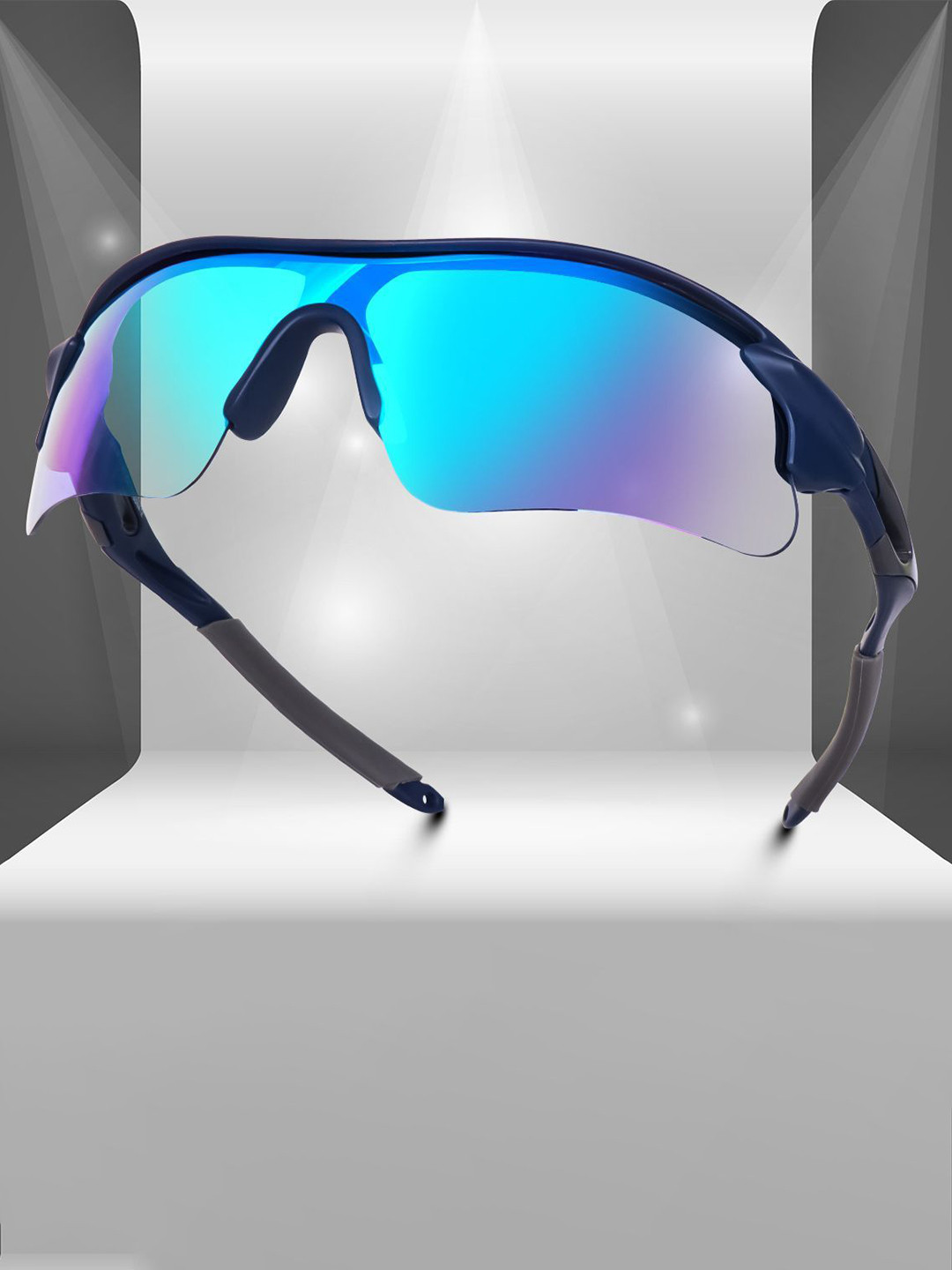 EYMEN I Unisex Half Rim Style Sports Sunglasses with Sports Blue Black@399