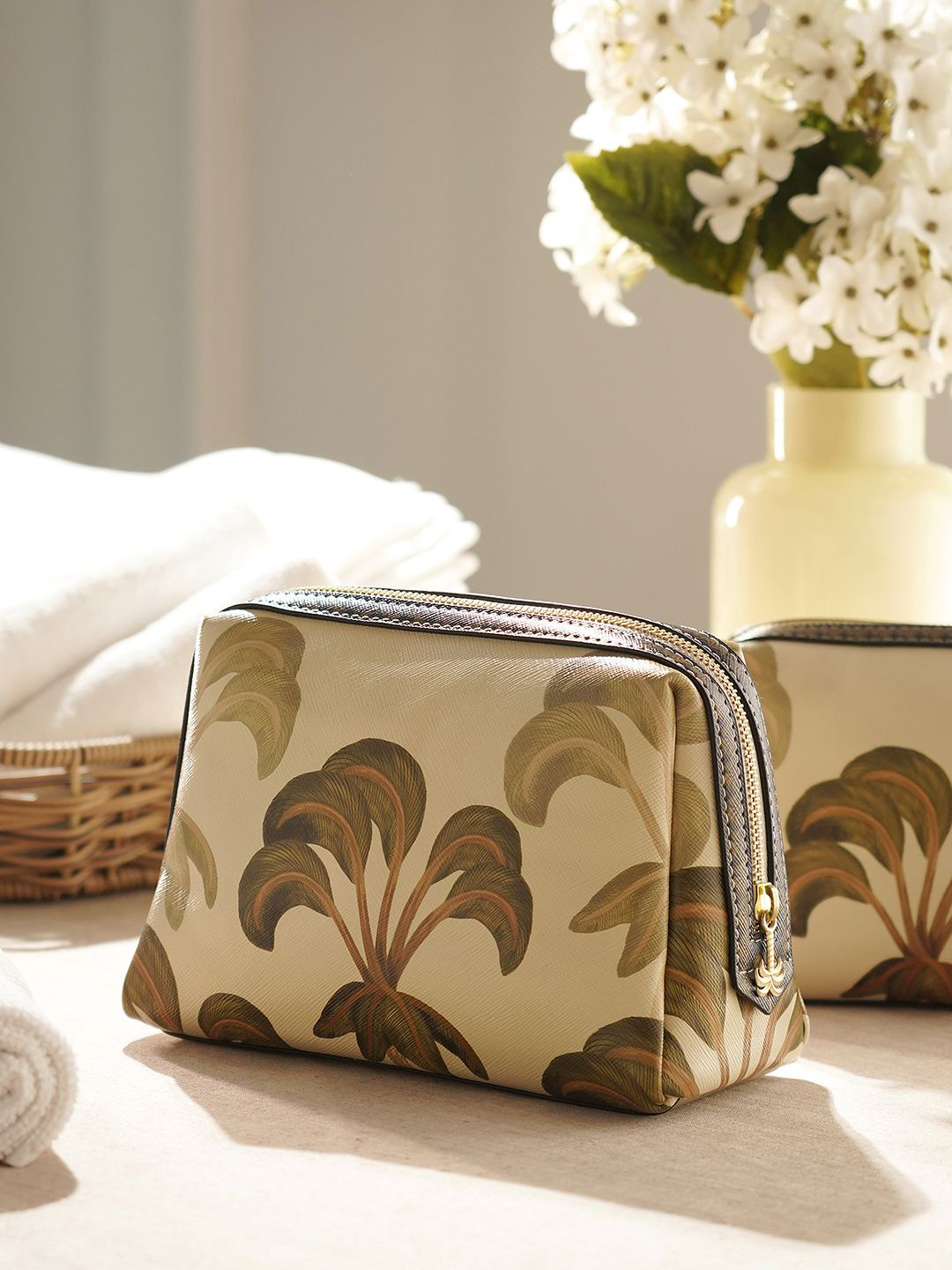 Pure Home and Living Unisex Printed Faux Leather Vanity Pouch