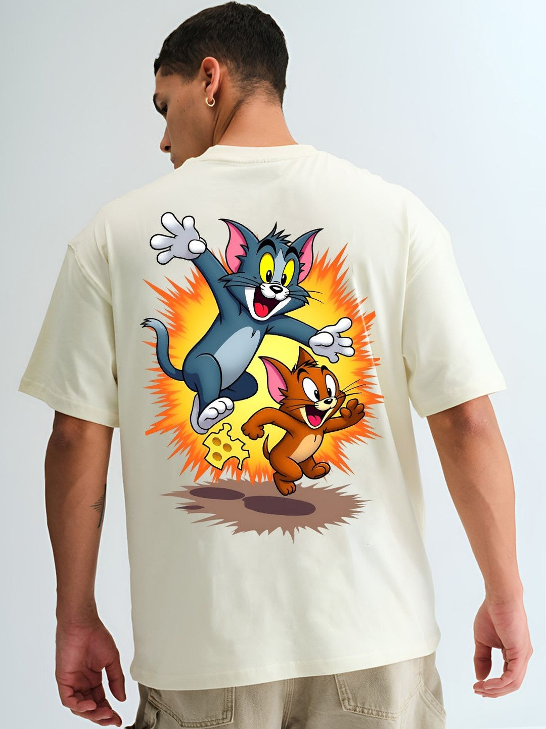 BDSQUARE Men Tom 5 Printed Short Sleeves Round Neck Oversized Cotton T-shirt