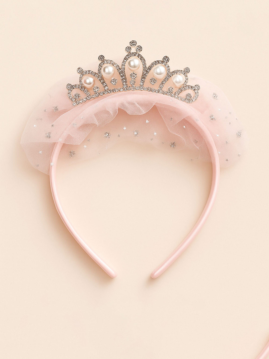 KNITROOT Girls Embellished Free Size Princess Pearl Tiara Hair Band