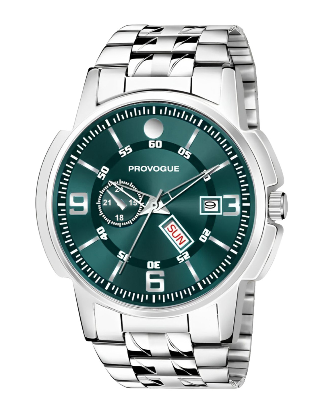 Provogue Stainless Steel Dial & Stainless Steel Straps Analogue Watch SK-PG-4075-SGRN-SLVR