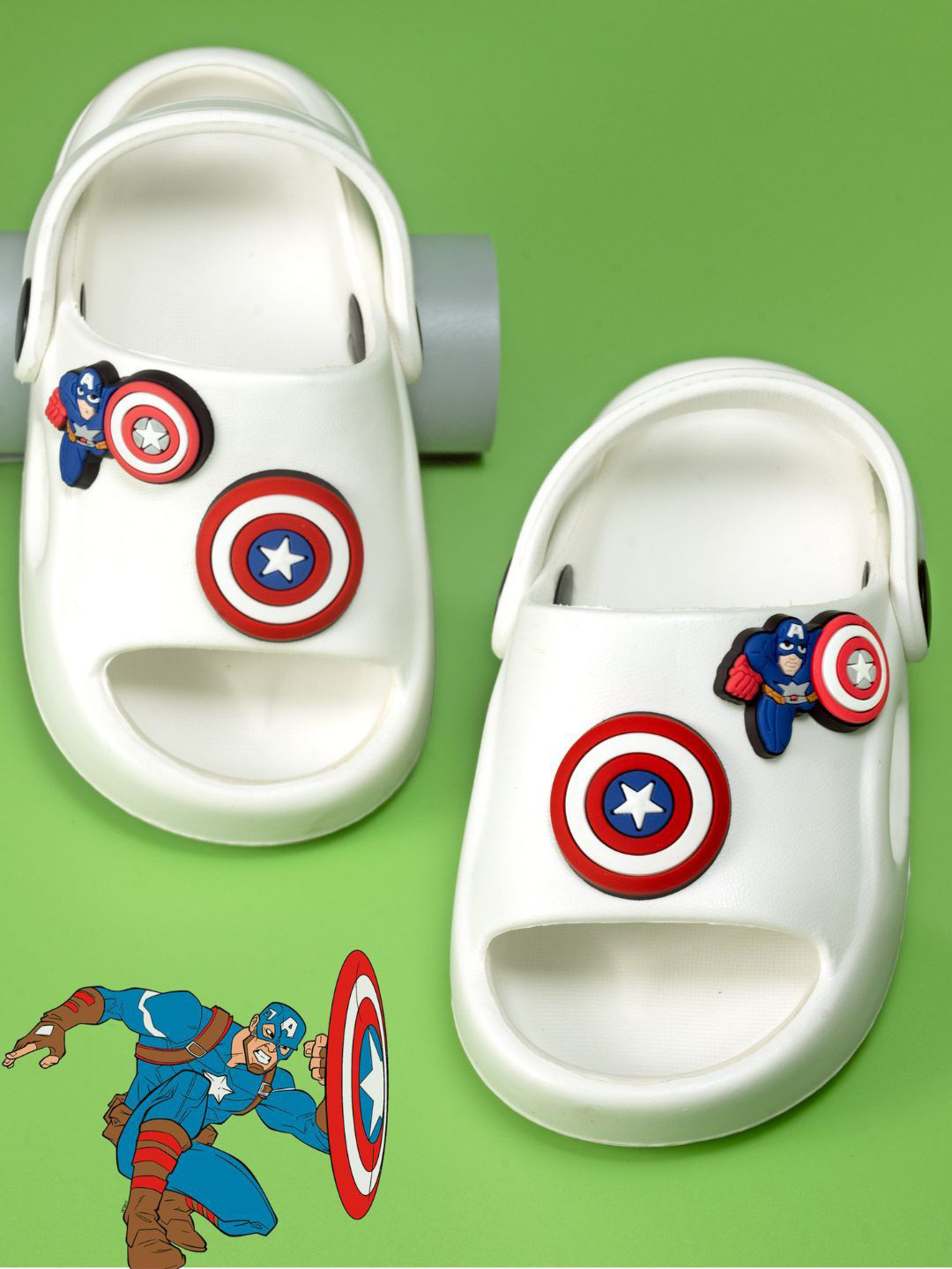 Yellow Bee Boys Marvel Captain America Printed Clogs