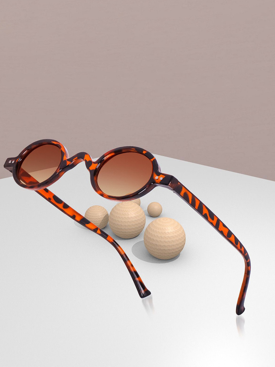 EYMEN I Unisex Orange Lens & Black Oval Sunglasses with Polarised and UV Protected Lens