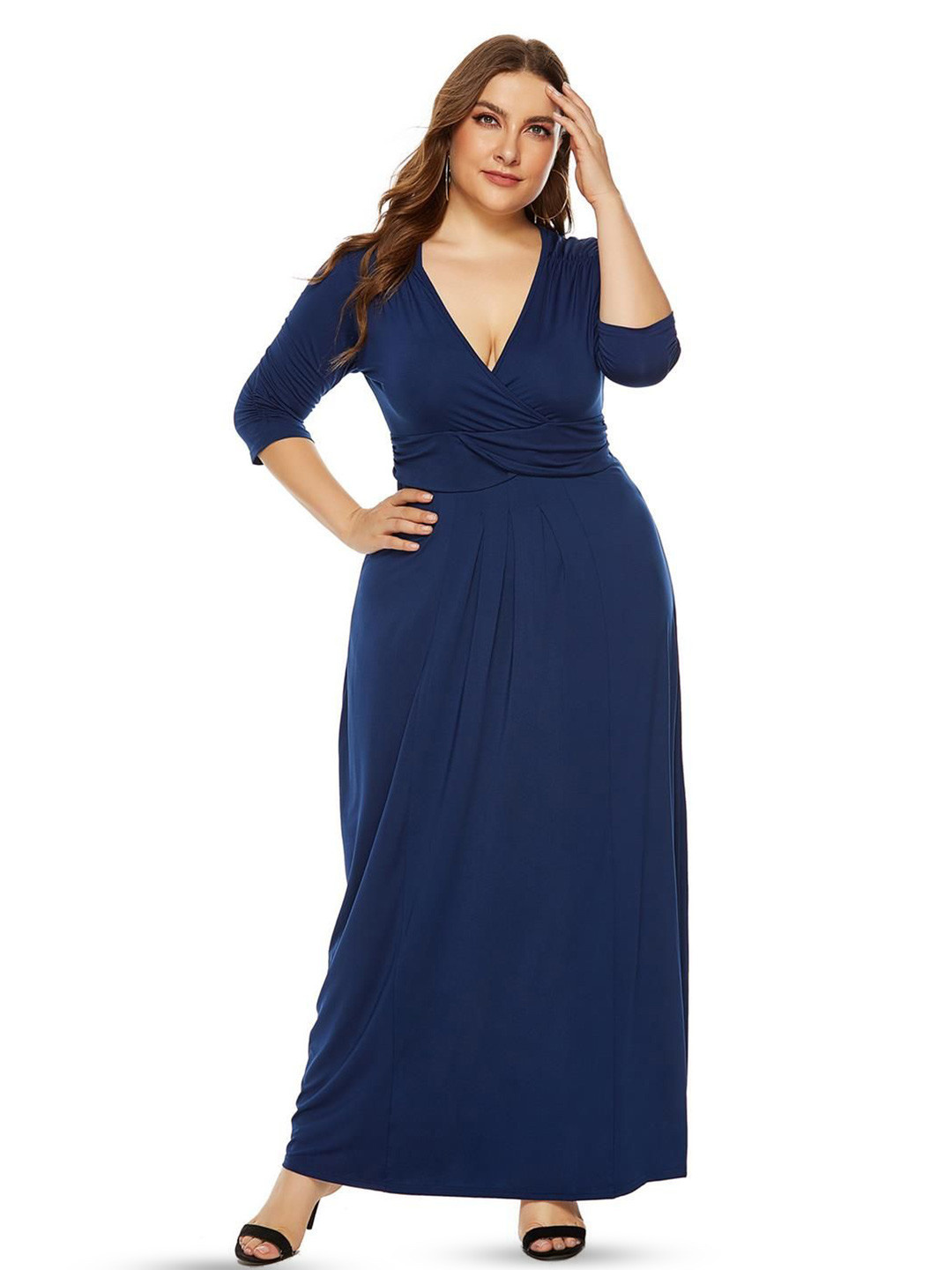 DressBerry Curve Plus Size Plunge Neck Maxi Dress