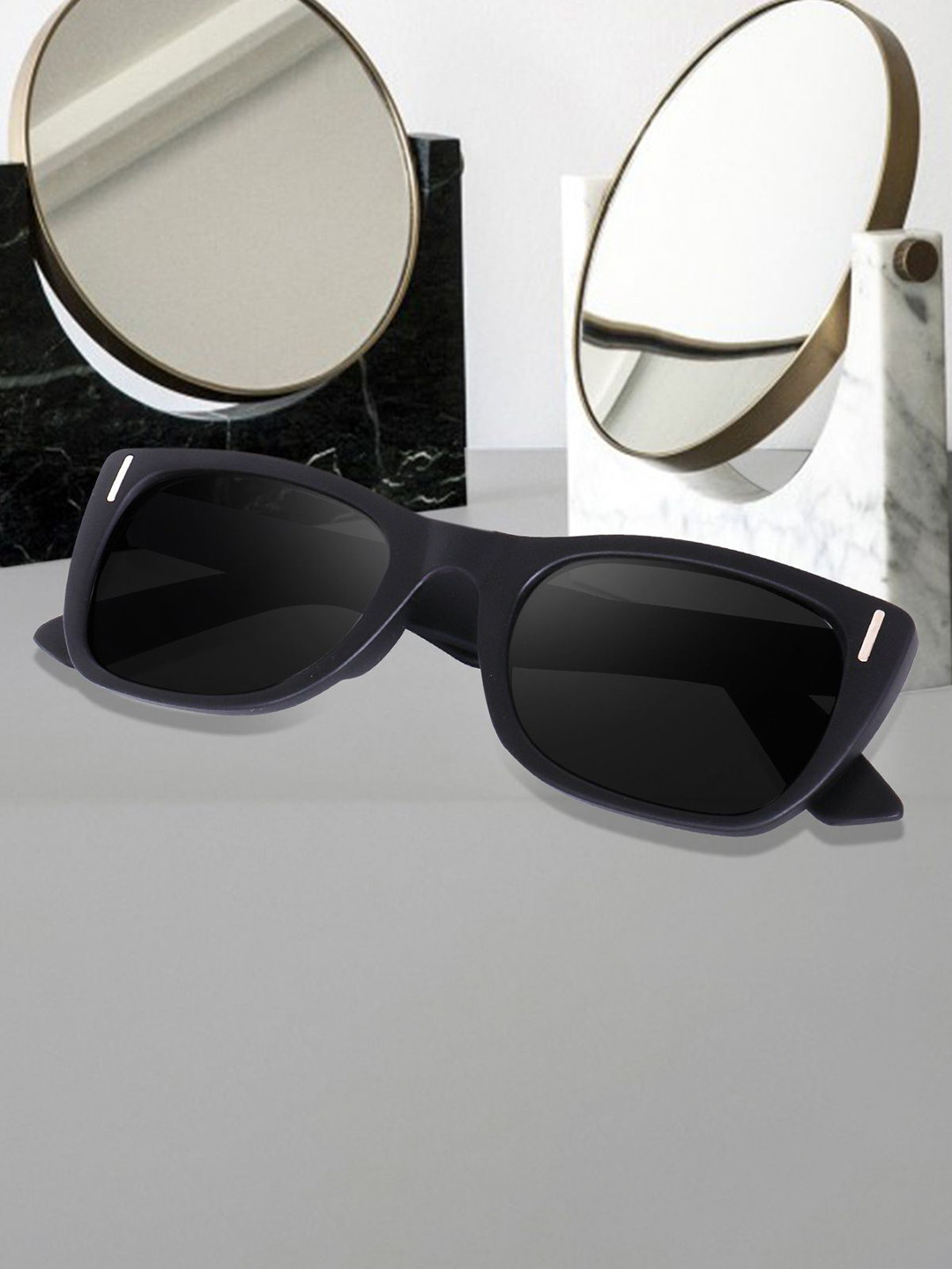 EYMEN I Unisex  Rectangle Polarised and UV Protected Lens Sunglasses Disk Cateye Black 399