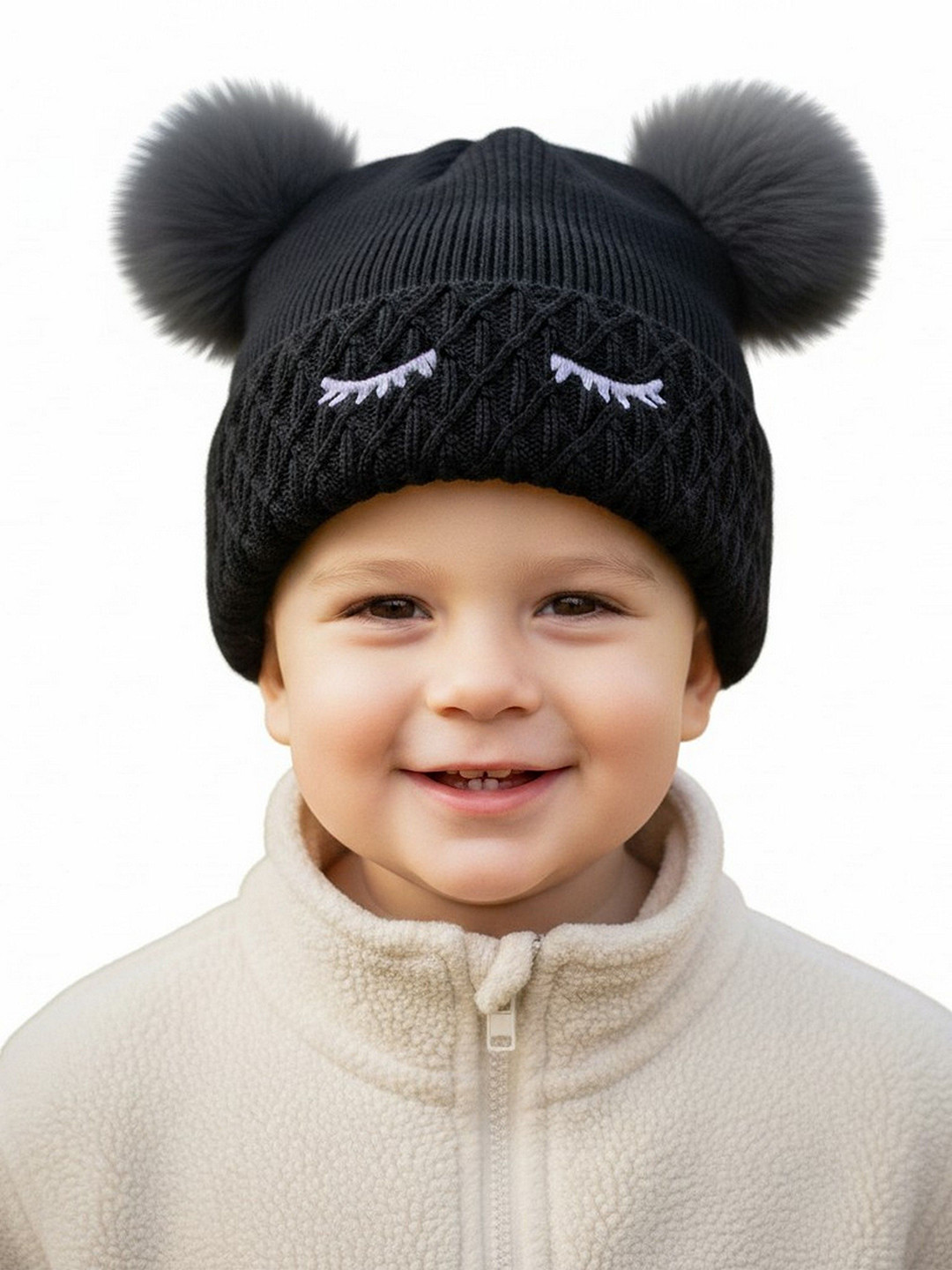 Adorazone Kids Pom Pom Style Woollen Caps