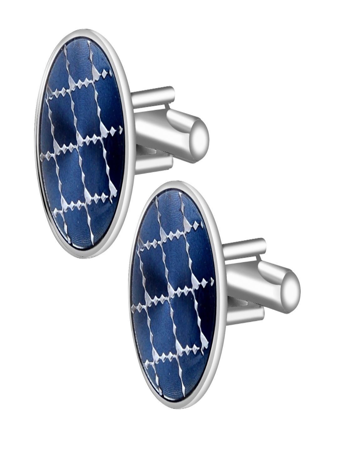 Curren Men Embellished Silver-Plated Round Cufflink