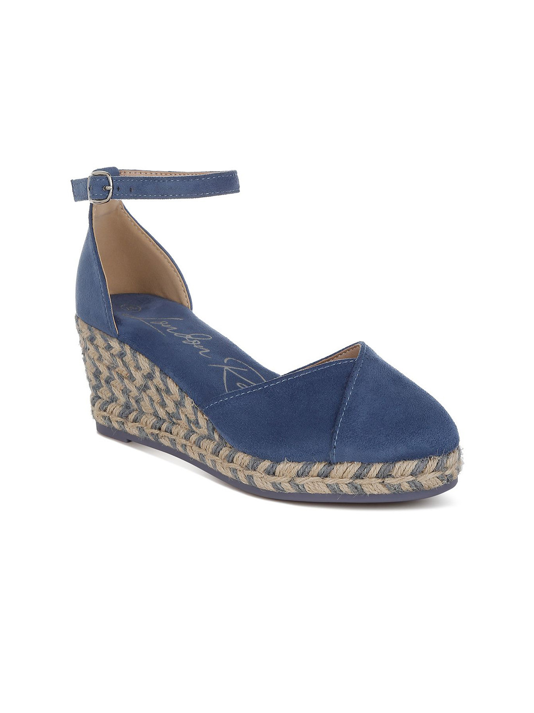 London Rag Ankle Loop Round Toe Wedge Pumps