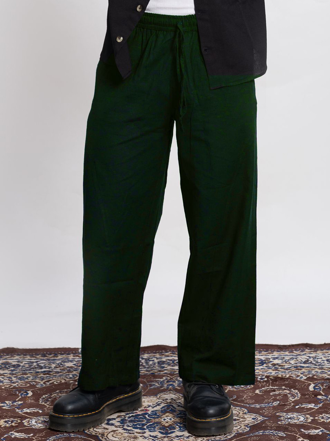 JAIPUR GLOBAL Men Solid Relaxed Fit Cotton Track Pants