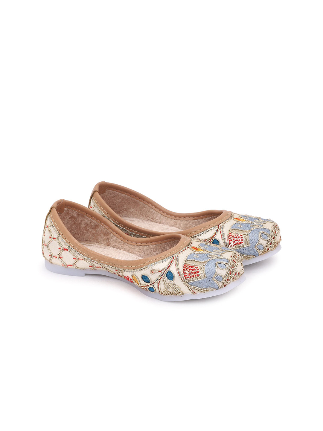 Superminis Girls Embroidered Ethnic Jutti Thread Work Mojaris Flats