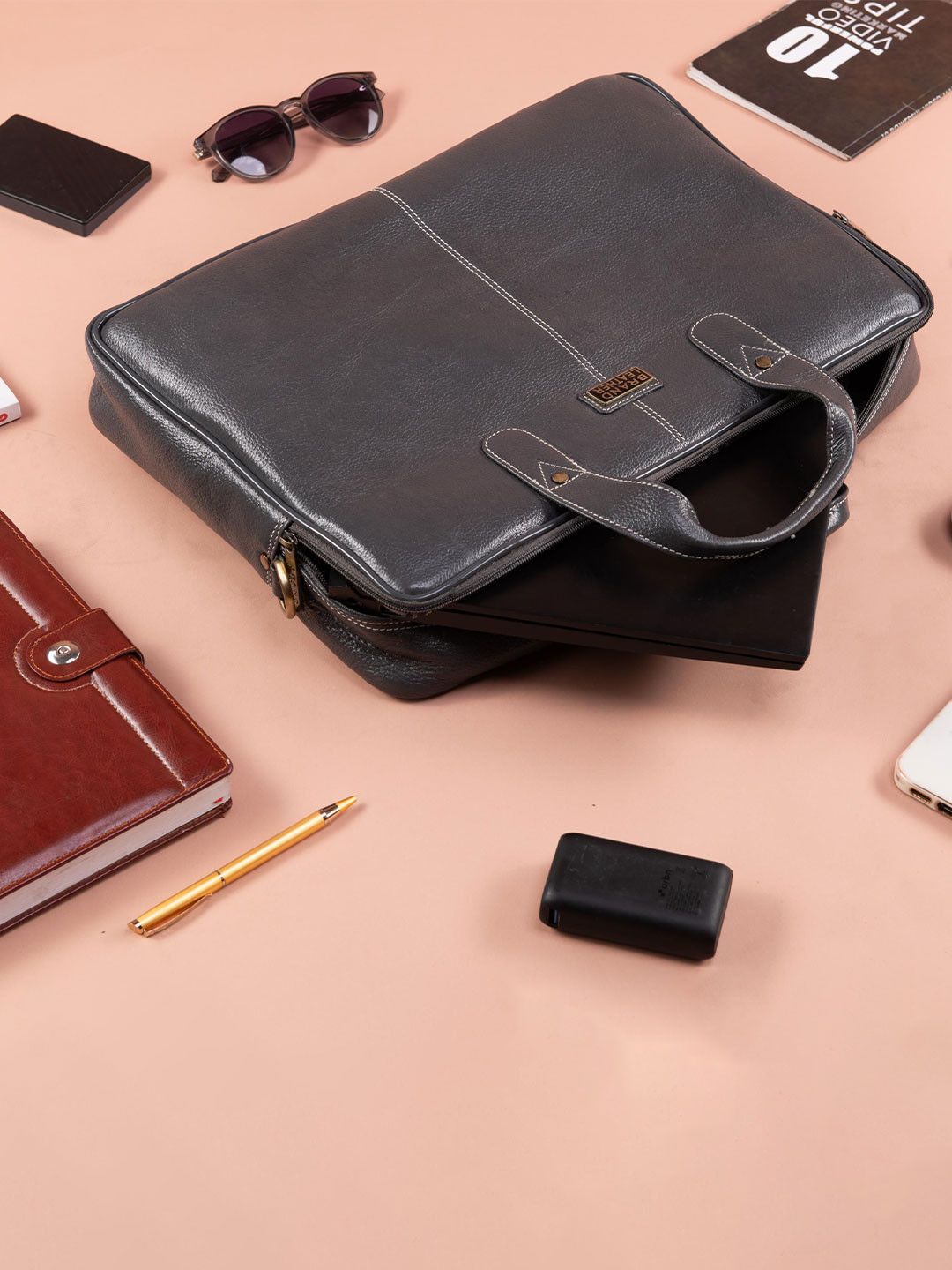 BRAND LEATHER Men Genuine Leather Laptop Bag