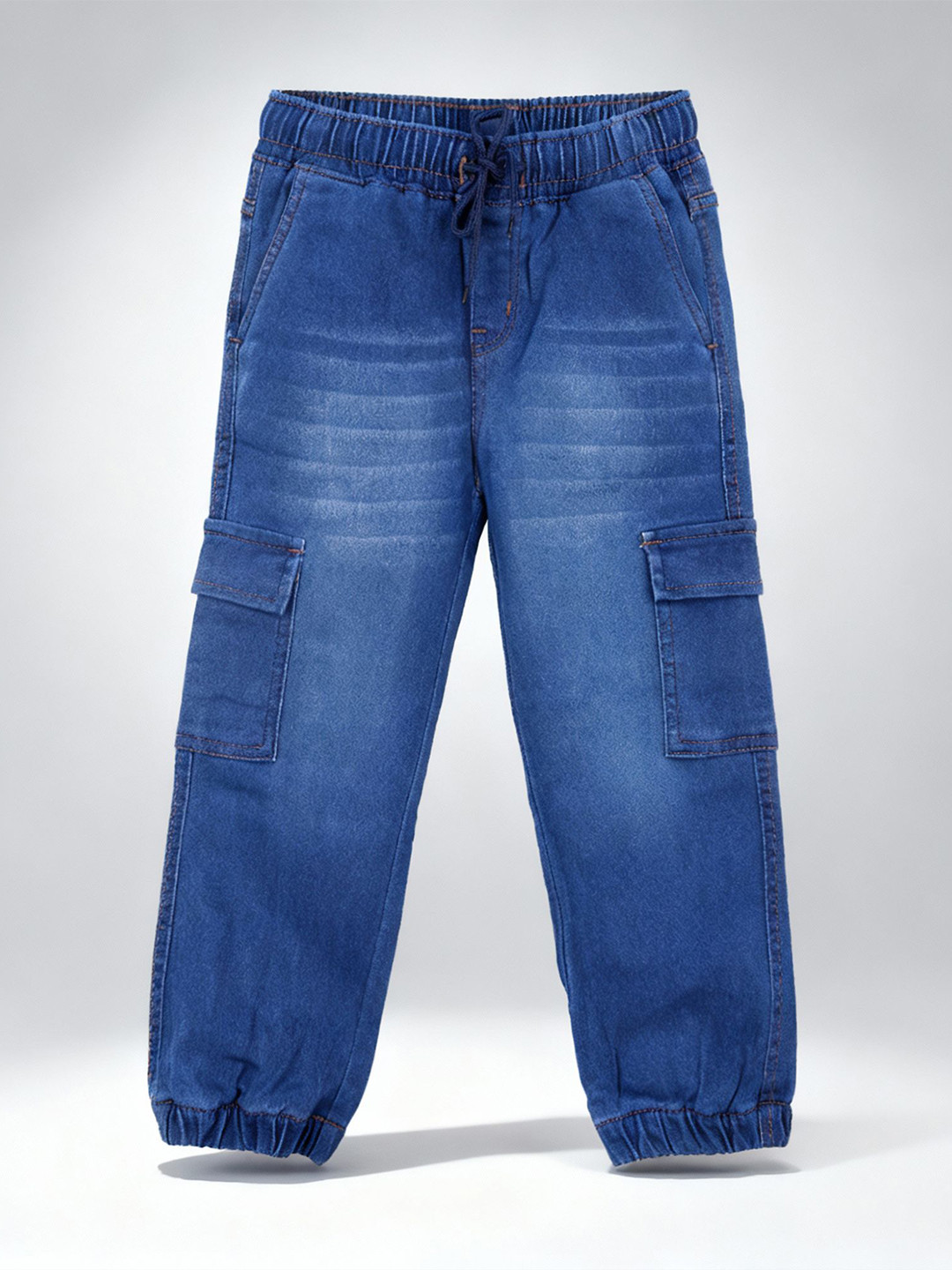 Purple United Kids Boys Flared Mid-Rise Mildly Distressed Heavy Fade Jeans