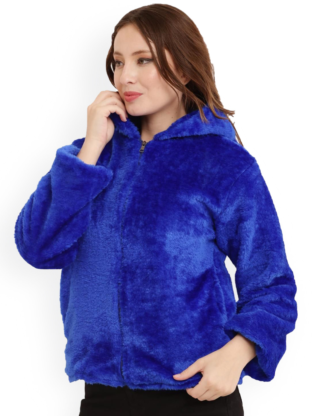 69 FASHION STREET Self Design Hooded Lightweight Teddy Bear Fleece Hoodie Tailored Jacket