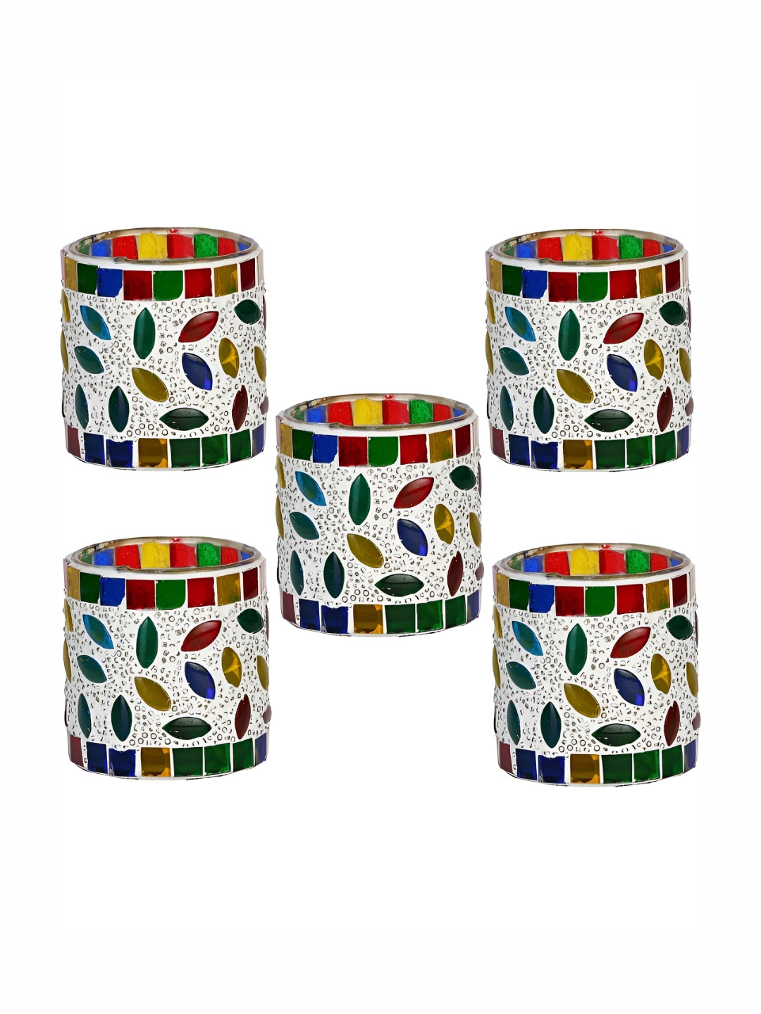 1ST TIME White & Blue 5 Pieces Multicolor Candle Holder
