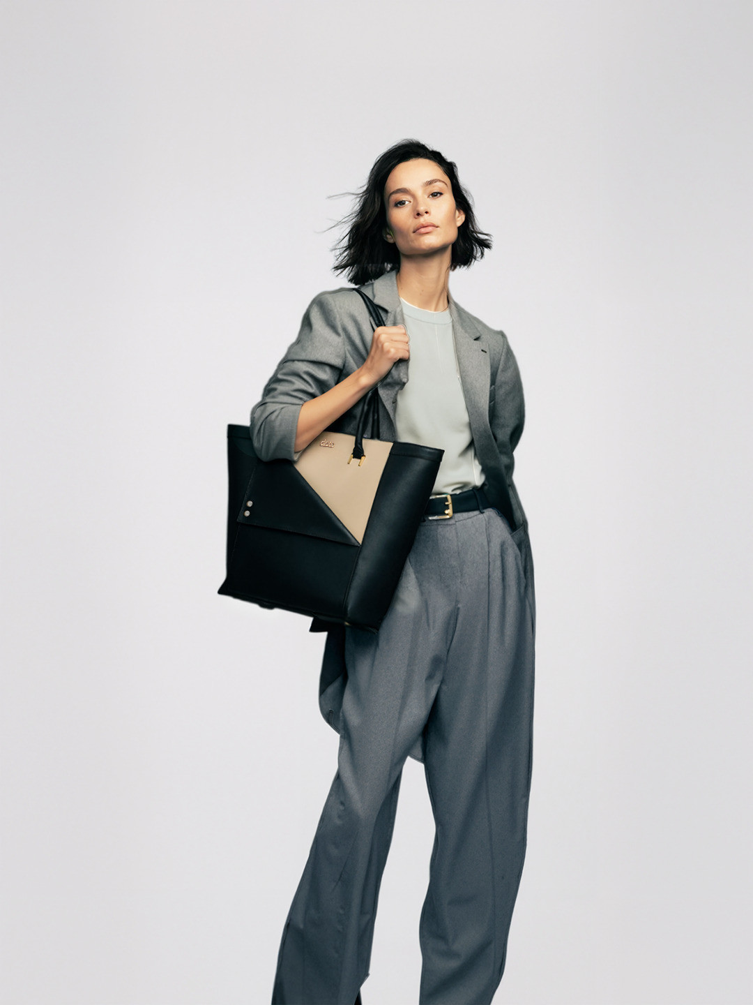 doto Women Vegan Leather Structured Tote Bag with Cutwork Design