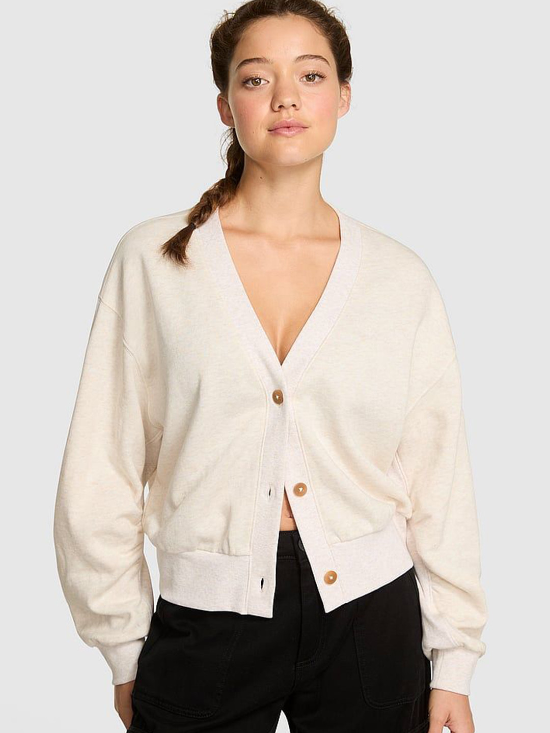 Victoria's Secret PINK Ivy Women V-Neck Crop Cardigan