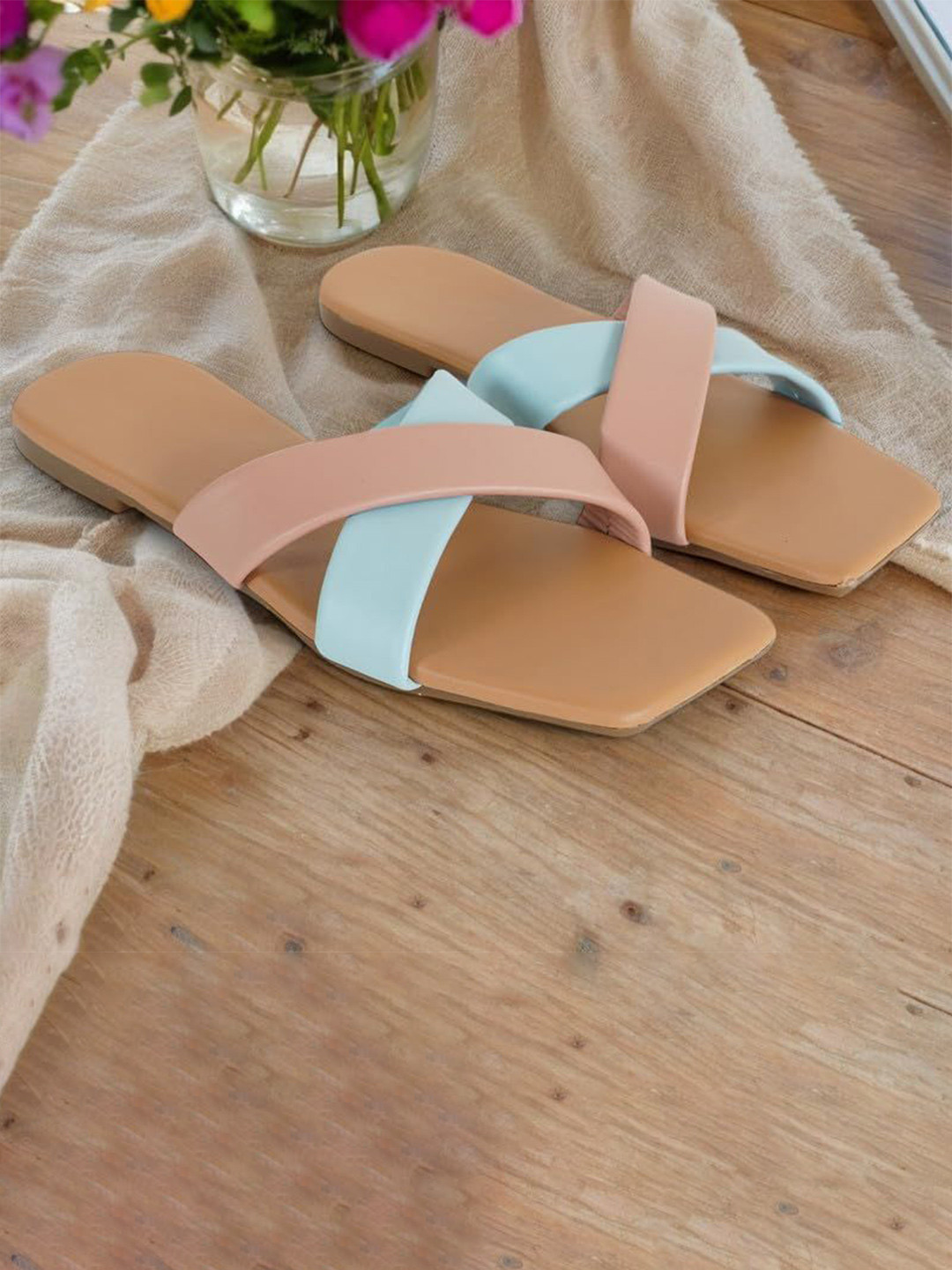 DFR Women Colourblocked  Daily Use Comfortable Slip-On Sliders