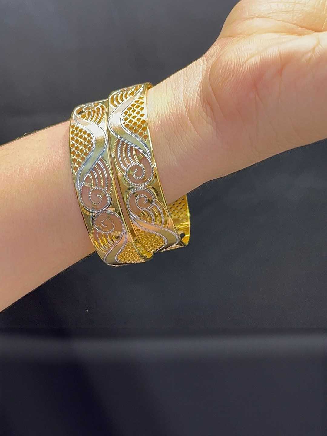 Anouk Set Of 2 Brass 24 Carat Gold Plated Bangles