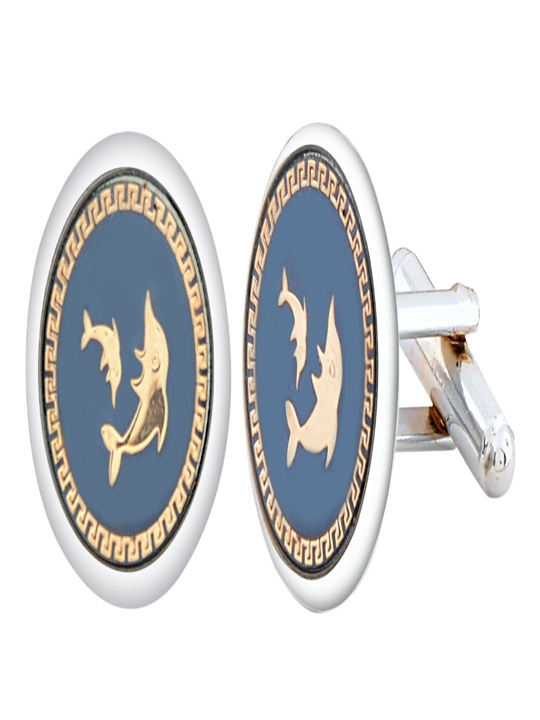 Curren Round Silver-Plated Cufflink