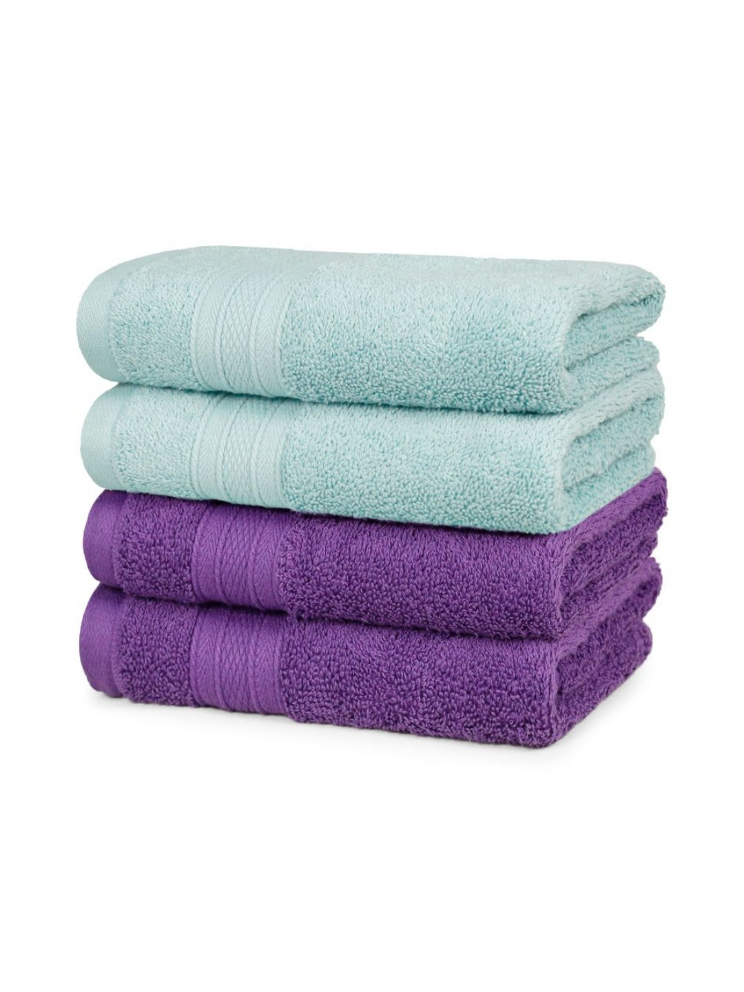 MYTRIDENT 4 Pieces Purple & Blue Ultra-Soft Super Absorbent Pure Cotton Hand Towels