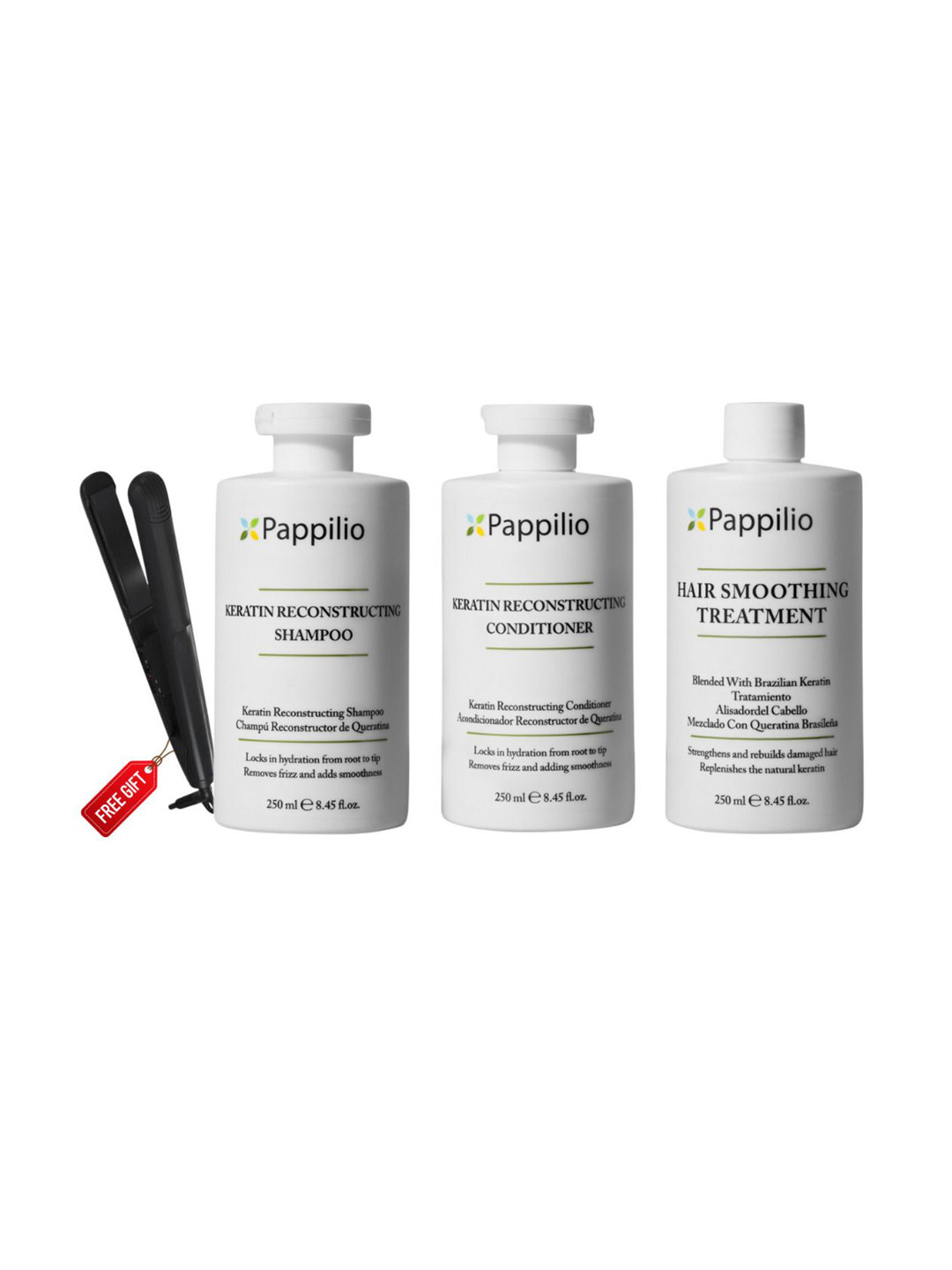 Pappilio Set Of 3 Keratin Shampoo, Conditioner & Treatment - 250 ml Each